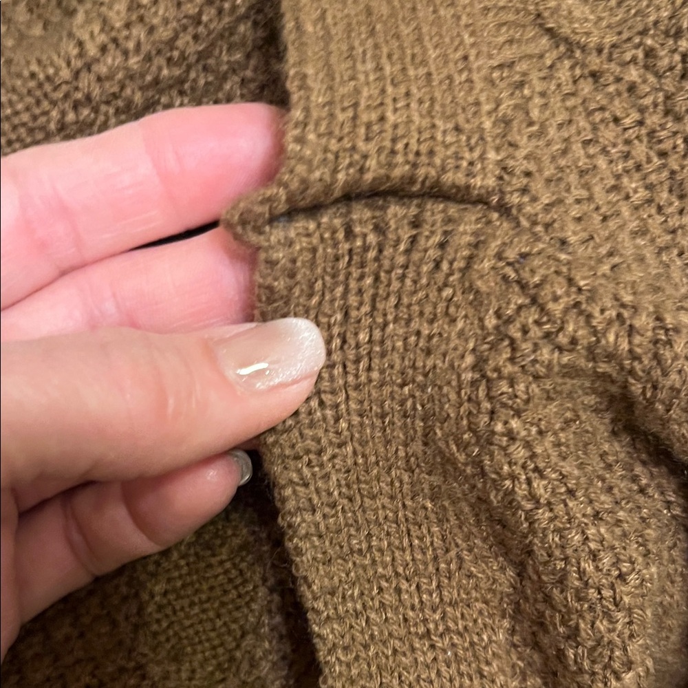 Brown Knit Cardigan with Patterned Hem - Picture 5 of 5